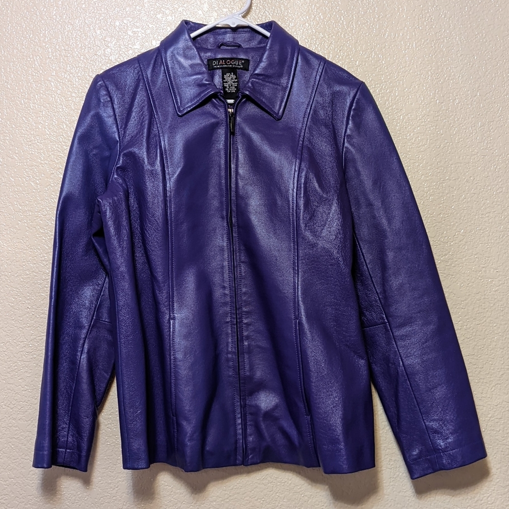 Vintage Genuine Soft Leather Purple Jacket in Small
